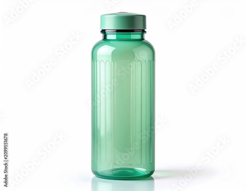 Transparent Green Plastic Water Bottle with Ribbed Texture.
