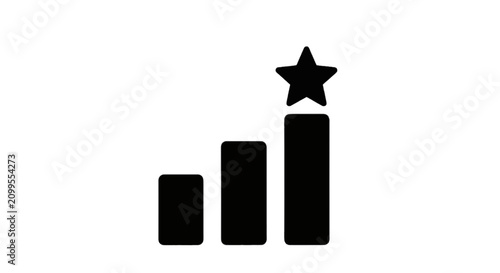 Vector illustration of performance bar chart with star icon on a transparent background