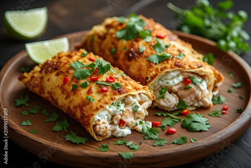 chili lime fish chimichanga on a plate