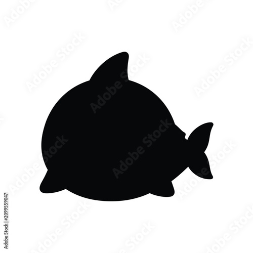 Minimalist silhouette of a cute cartoon shark for graphic design projects