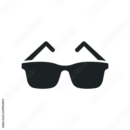 Black sunglasses icon silhouette on white, simple eyewear symbol representing vision protection or style