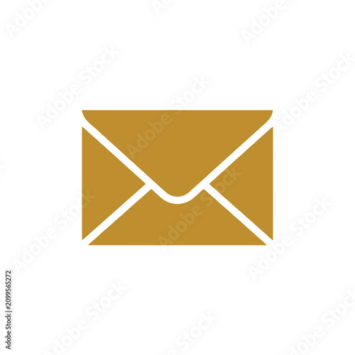 Fotografía Golden envelope icon, isolated on white, email symbol for communication and corr