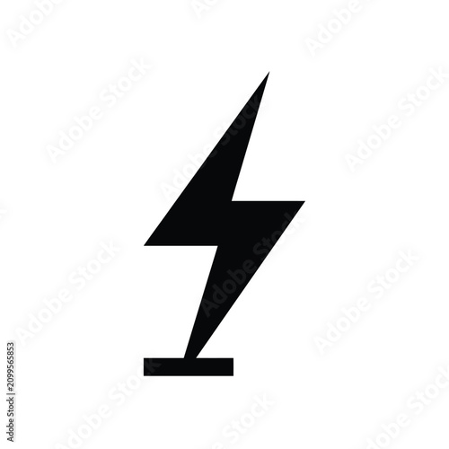 Fotografie Isolated black lightning bolt symbol on white background, represents energy, pow