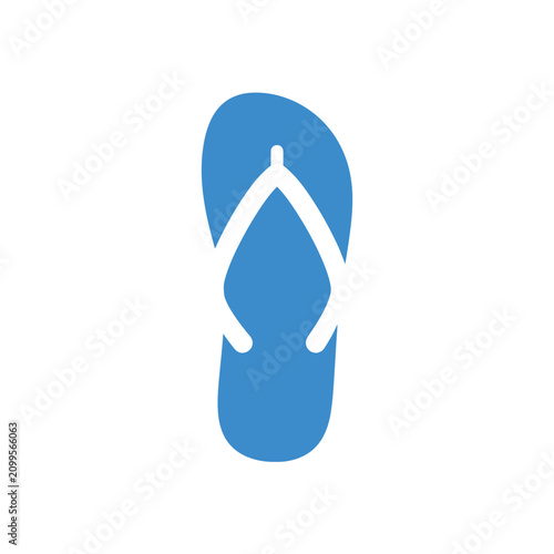 Cuadro en lienzo Isolated blue flip-flop sandal for summer footwear and beach accessory, simple g