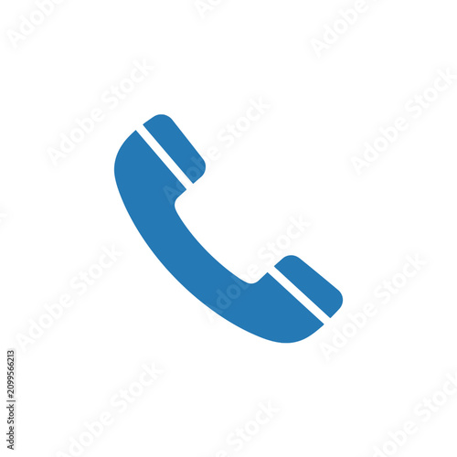 Tableau sur toile Isolated blue telephone receiver icon representing communication and contact, si