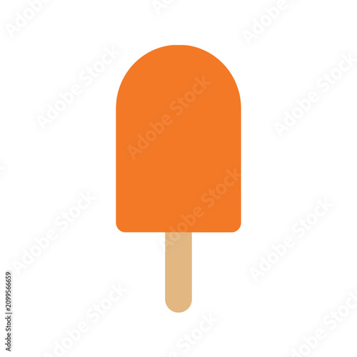 Foto Isolated orange popsicle on a stick, simple sweet frozen treat on white backgrou