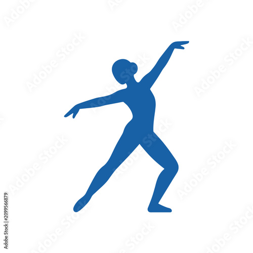 Valokuva Isolated silhouette of a ballet dancer in a graceful pose, a vibrant blue figure