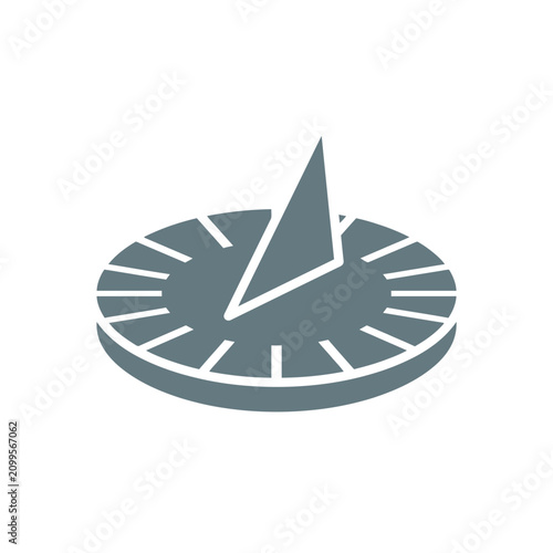 Εκτύπωση καμβά Isolated sundial icon with gnomon and hour markers, antique timekeeping device