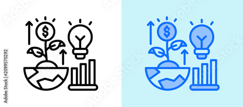 Business Growth lineblue icon