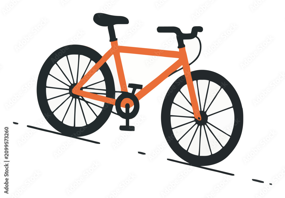 Fototapeta premium City bicycle perspective view illustration flat vector. Generative AI