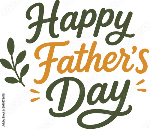 Happy Father's Day Script Lettering Vector Illustration