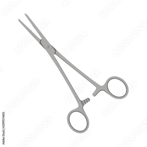 Surgical hemostat forceps clamp medical instrument vector illustration