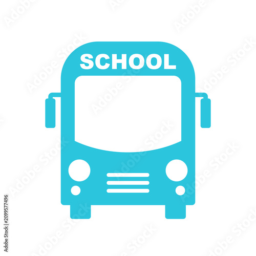 School bus icon, Isolated on white background. Blue icon