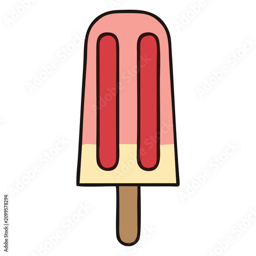 Strawberry popsicle vector isolated on white background
