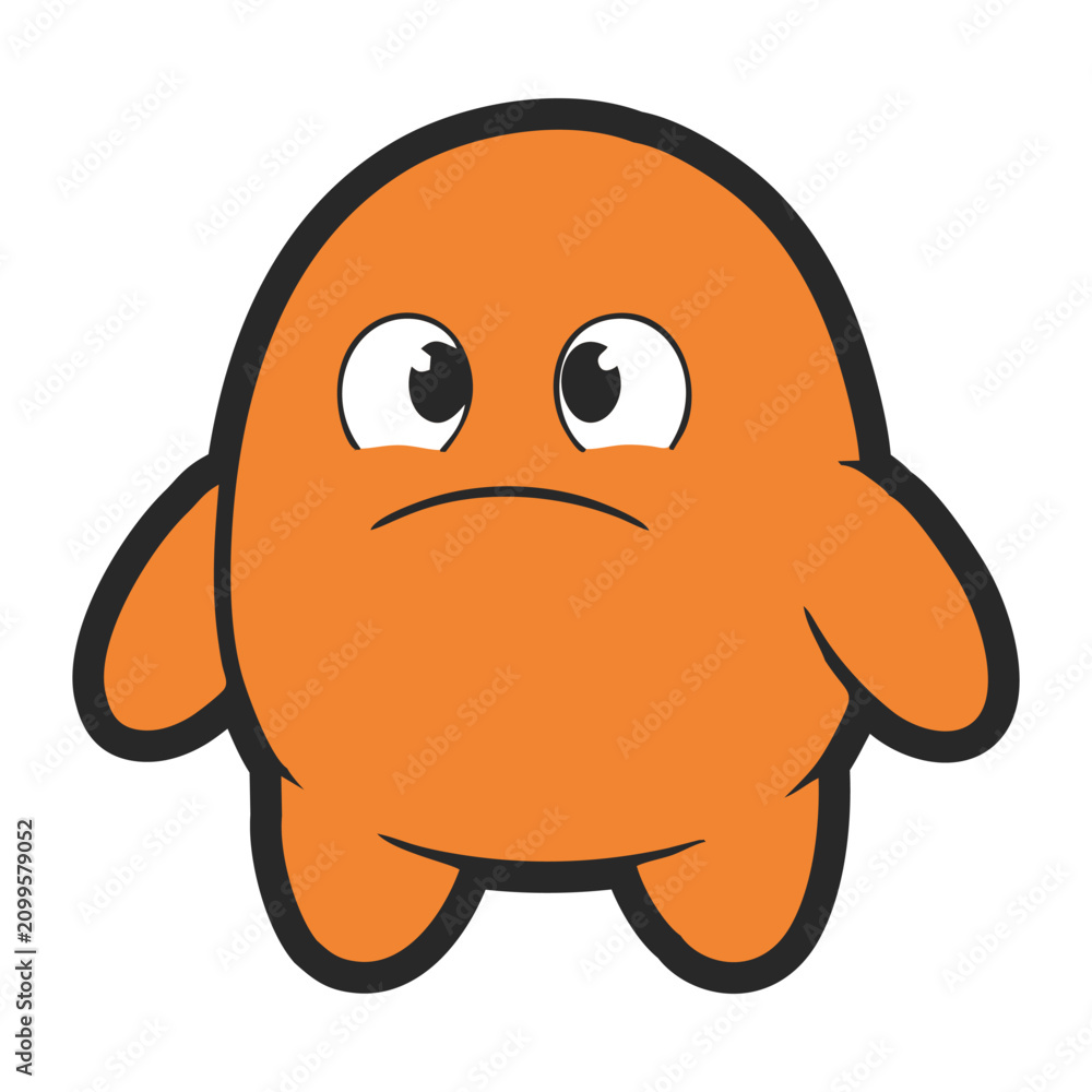 Fototapeta premium Sad orange cartoon character vector isolated on white background