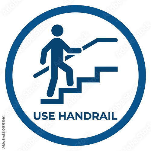Use Handrail Safety Sign Blue Icon
