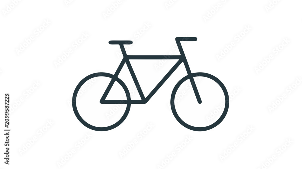 Fototapeta premium Dark green geometric bicycle outline vector icon for eco friendly transport campaign and rental app interface