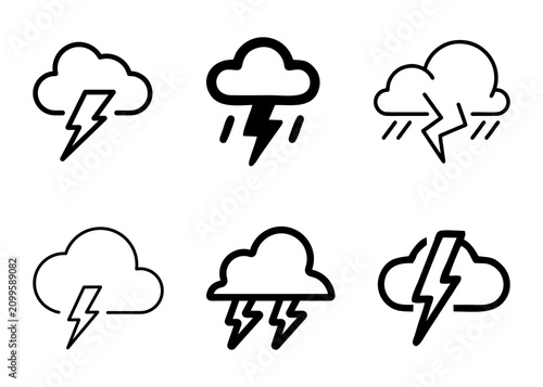 Εκτύπωση καμβά Black and white thundercloud icon