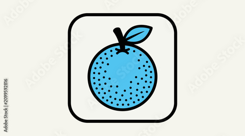 Canvas-taulu Orange fruit icon features a stylized blue citrus graphic enclosed within a rounded square frame