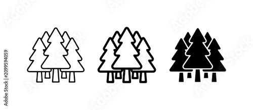 Bild auf Leinwand Forest Icons Set: Pine Trees, Evergreen, Nature Graphics