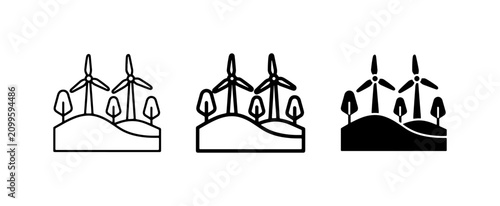 Foto Wind Turbine Icons, Renewable Energy Landscape, Green Power Icons