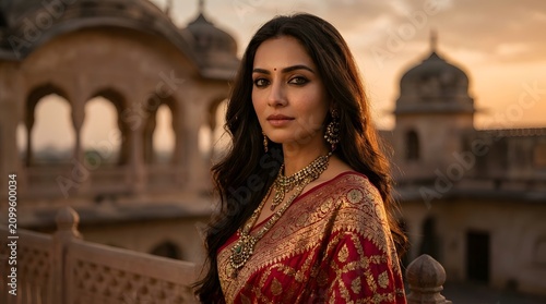 Elegant Indian Woman in Luxury Traditional Dress