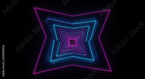 Neon Star Shape Light Trails Design.