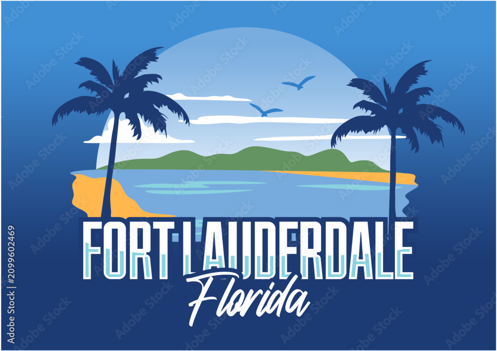 Fototapeta premium Fort Lauderdale Florida with charming natural scenery and palm trees