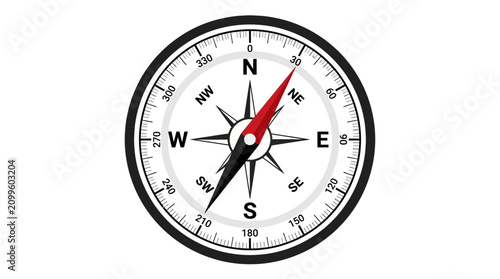 Compass dial displays detailed degree markings for precise navigational and geographical orientation.