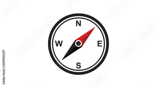 Compass points north with a clean cardinal direction design for navigation and travel concepts.