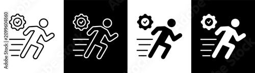 Cuadro en lienzo Action white and black icon set design