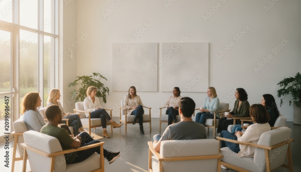 Obraz premium Diverse Group Participating in Supportive Community Meeting Circle