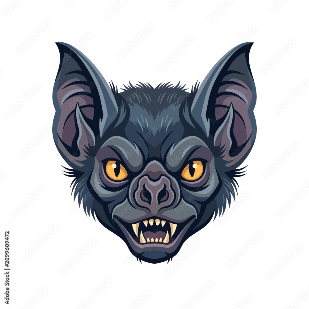 Fototapeta premium Aggressive Bat Head Mascot Illustration