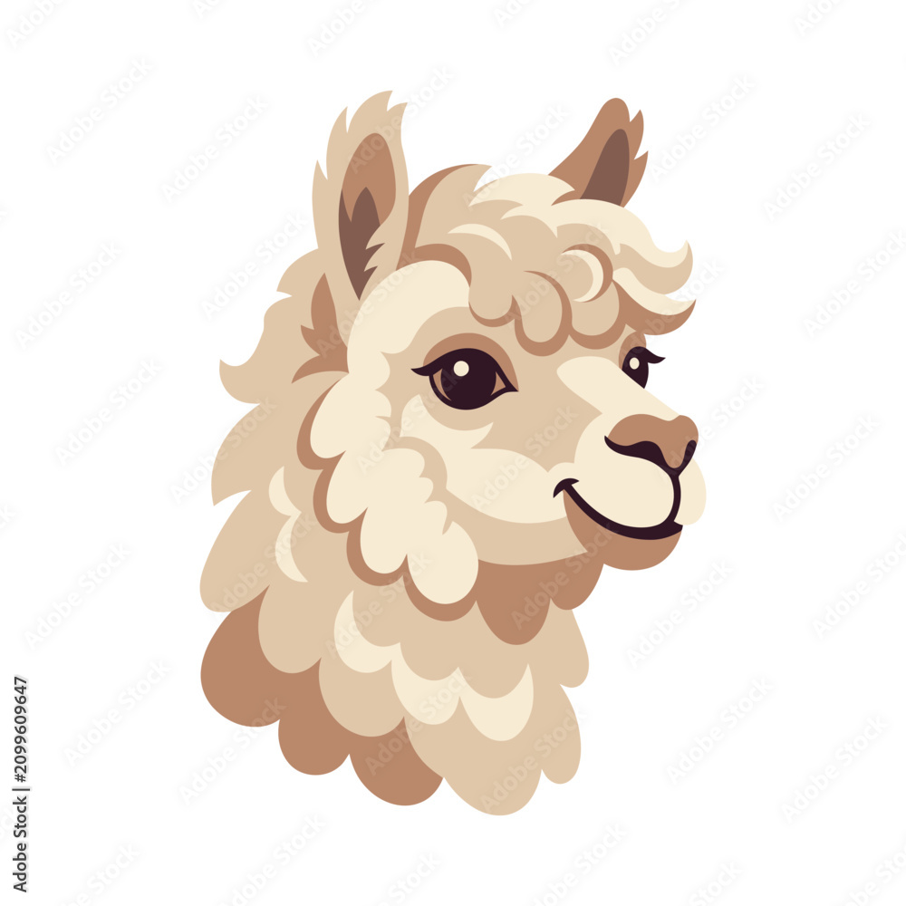 Obraz premium Cute Cartoon Llama Head Portrait