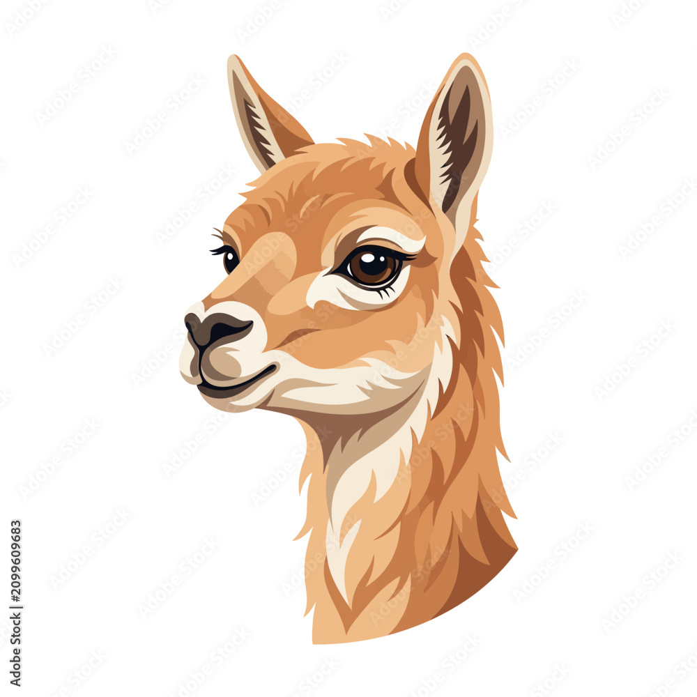 Obraz premium Cute Llama Head Portrait Vector Illustration