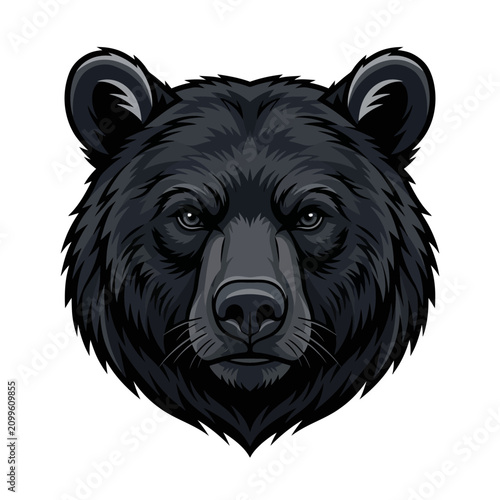 Fierce Black Bear Head Mascot Vector Illustration