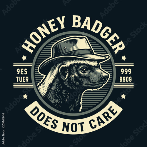 Quadro su tela Honey Badger Wearing a Hat.