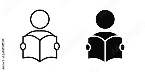 Photos Book open reader icon line graphics series. EPS10