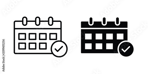 Картината върху платно Calendar check icon line graphics series. EPS10