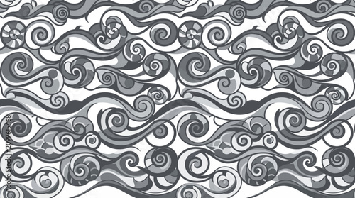 Obraz na płótnie Monochrome swirling wave pattern with intricate curvilinear details
