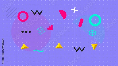 Colorful Abstract Memphis Geometric Shapes Motion Graphic Background