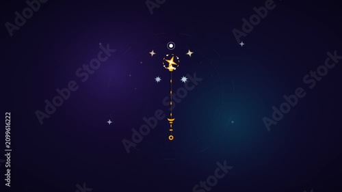 Magic Star Wand on Dark Blue Galaxy Background Animation