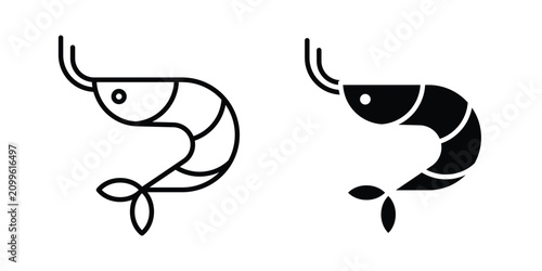 Shrimp icon line graphics series. EPS10