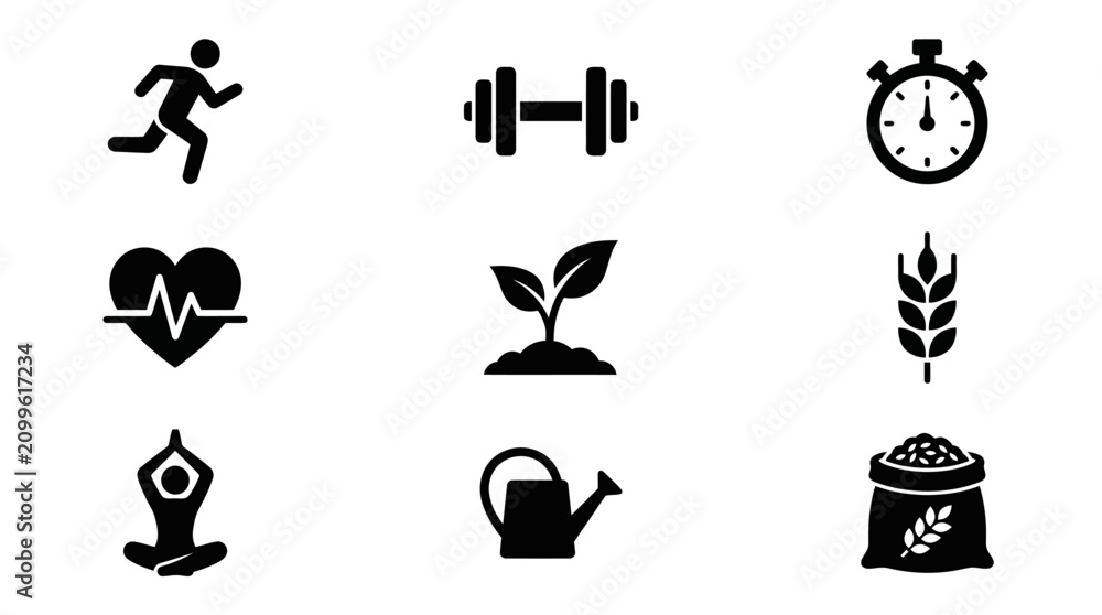 Fototapeta premium Fitness icons and healthy lifestyle symbols.