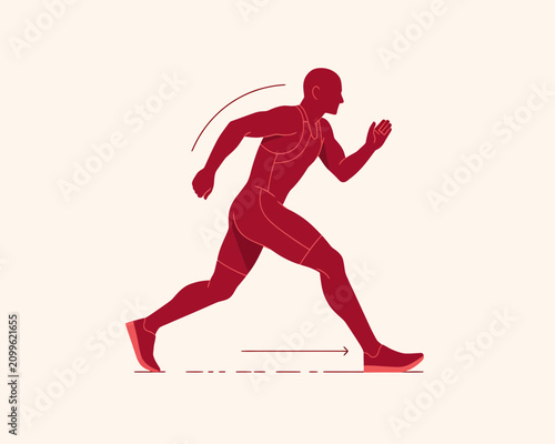 фотографія Technical illustration of an athletic runner's stride with precision movement li
