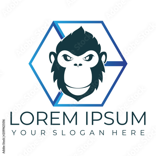 Canvas Print Creative design of elegant monkey head logo