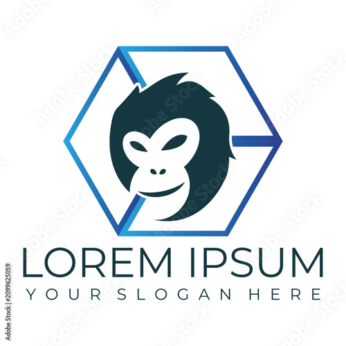 Canvas Print Creative design of elegant monkey head logo