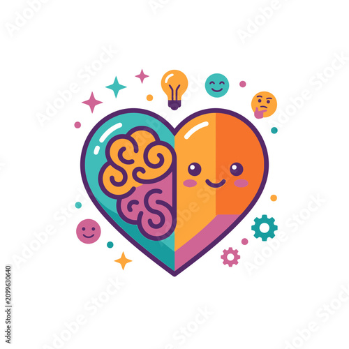 Fotografía Heart and Brain Combo: Emotional Intelligence, Logic, and Creativity