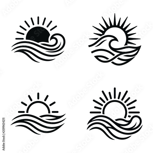 Sunrise over wavy ocean water.