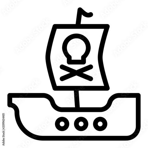 Photography pirate ship icon